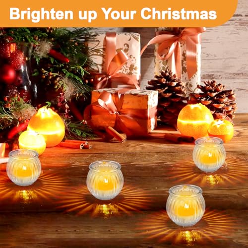 Hejo 12 Stück Teelichthalter Glas Durchsichtig, Kürbis Teelichtgläser, Kleine Kerzengläser, Mehrweg Teelichter Gläser, Vielseitige Kerzenhalter aus Glas für Weihnachten Ostern Halloween (Klar)