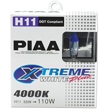 Piaa 15211 H11 Xtreme White Plus High Performance Halogen Bulb, Pack of 2