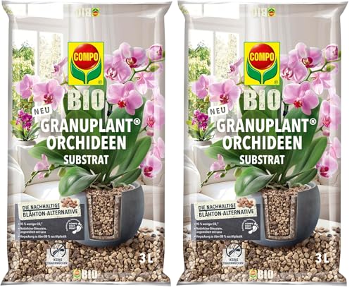 COMPO Bio GRANUPLANT® Orchideen Pflanzgranulat 3 L, natürlicher Bimsstein, Keine Trauemücken, nachhaltige Alternative zu Blähton, grau/beige (Packung mit 2)