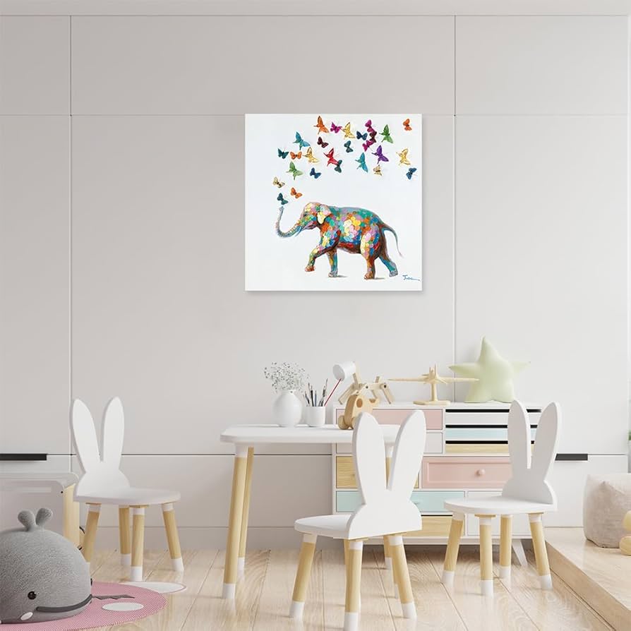Amazon.co.jp: ForJoy エレファント バタフライ ウォールアート