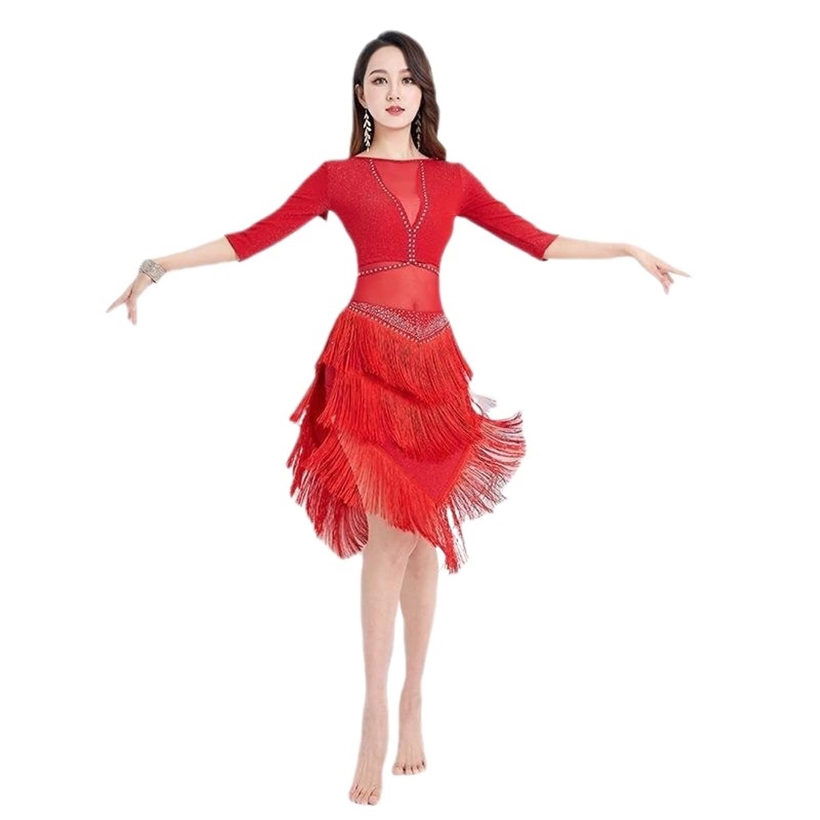 Latin Tanzkleid Latein-Tanzkleid, sexy Latein-Outfit, Damen, Quaste, Kleidung Für Tanz