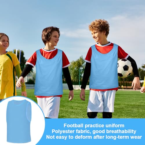 AUYAO Fussballtraining Leibchen Fubball Kinder 6 Set Mesh Trimmage Trainingsleibchen Fußball Trainingsweste Sport Markierungshemd Damen Westen Fussball Volleyball Basketball Teamtraining M (Hellblau)