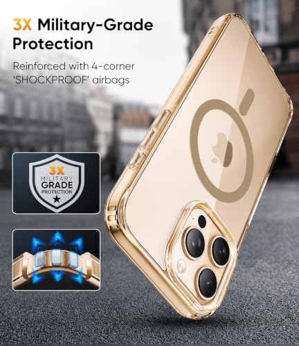 Image of Elzzi Anti Scratch Semi Translucent Cover for iPhone 16 Pro Case, Premium PC + TPU Magnetic Phone Cases, Compatible with Magsafe Slim Never Yellowing Shockproof - Desert Titanium
