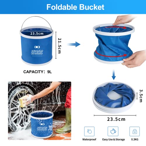 lesasas-Car-Cleaning-Kit-with-Storage-Bag-9L-Foldable-Bucket-Detailing-Brush-Set-9-Pcs-27cm-Short-Handle-Wheel-Brush-Microfiber-Wash-Mitt-Drying-Towel-for-Dust-Remove-and-Dirty-Rim-Washing-Blue