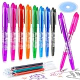 BBLIKE Stylos Effaçable, 8PCS Stylo Roller Effaçable et 8 Recharges de Stylo Bille, Stylo Gel Effaçables Pointe 0,5 mm stylo friction à Frotter avec Caoutchouc -8 Couleurs