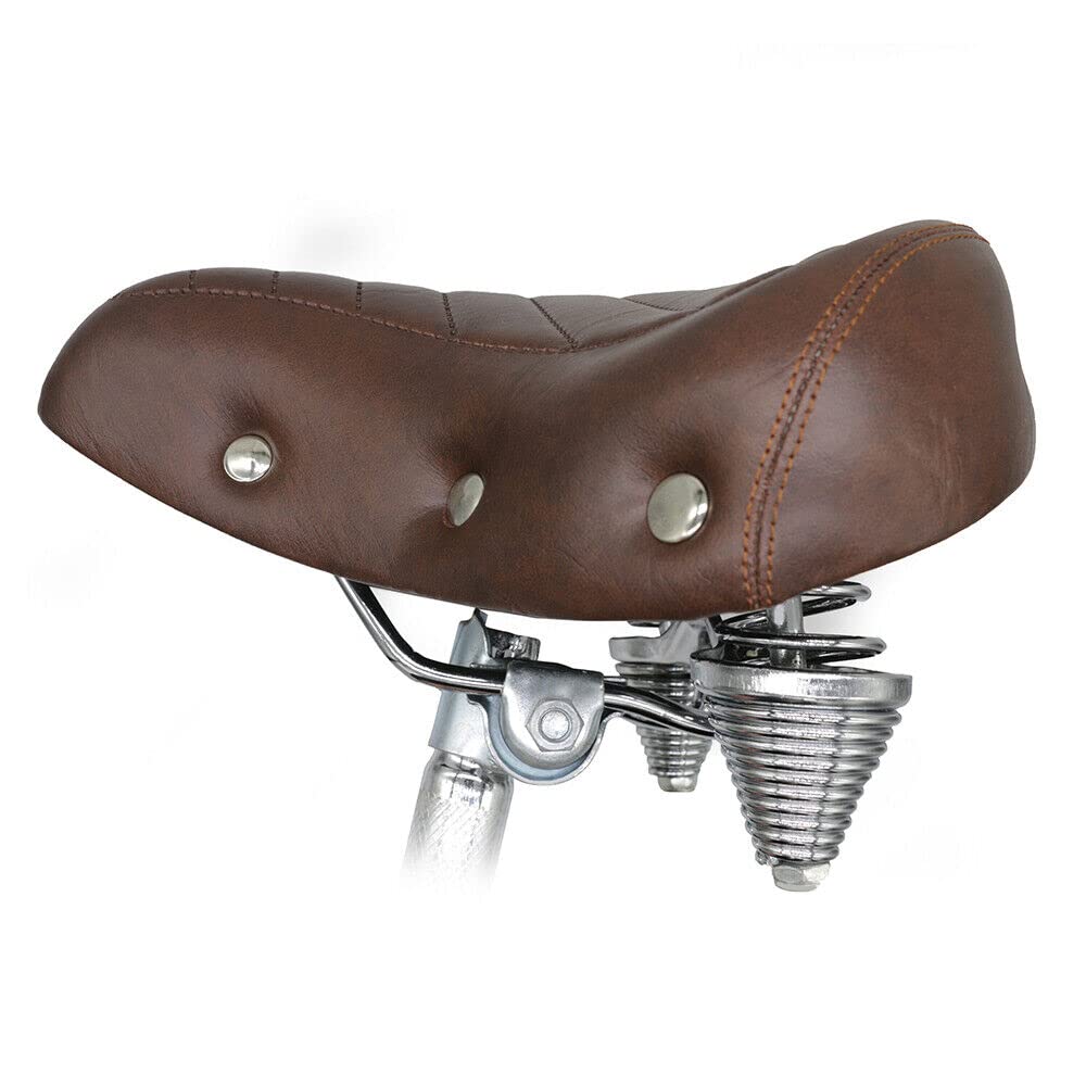 TentHome Retro Fahrradsattel Fahrrad-Sattel PU Leder Fahrradsitz Bequem Touren-City-Sattel mit Zug- und Druckfedern Cruiser Federsattel Unisex