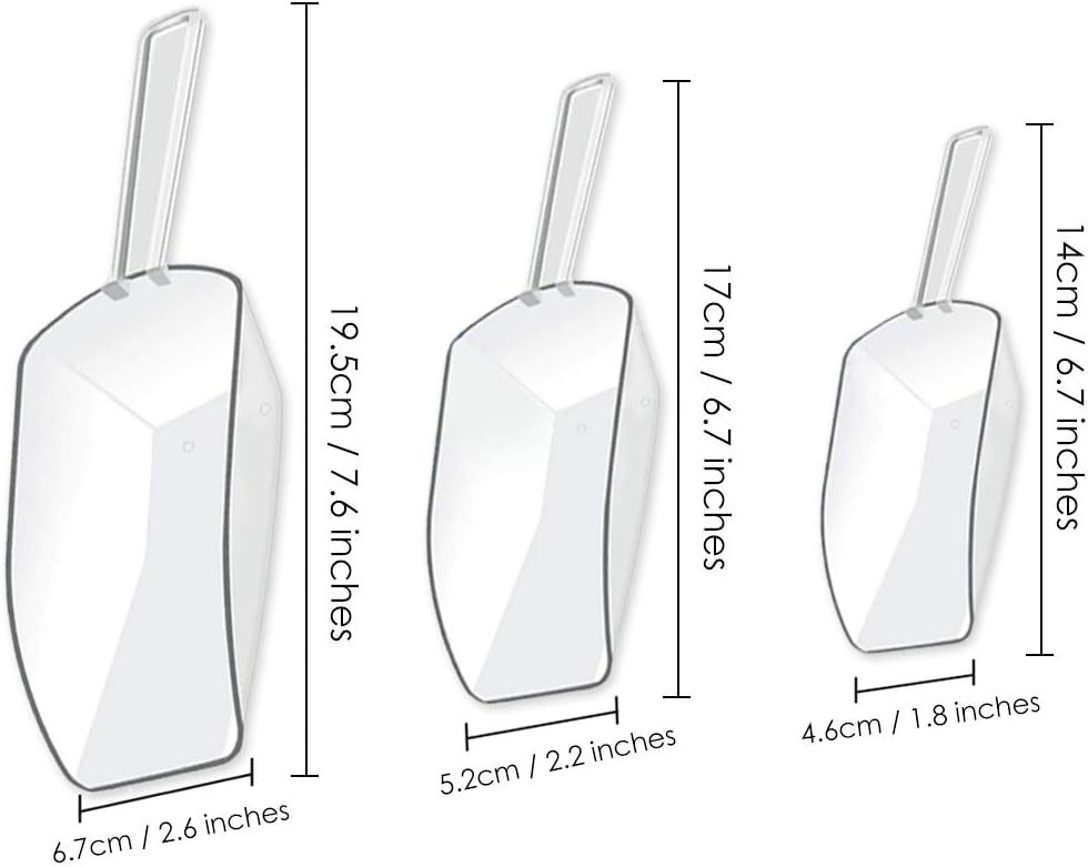 DS DISTINCTIVE STYLE Kitchen Scoops Set - 6 Clear Plastic Scoops with 3 Sizes