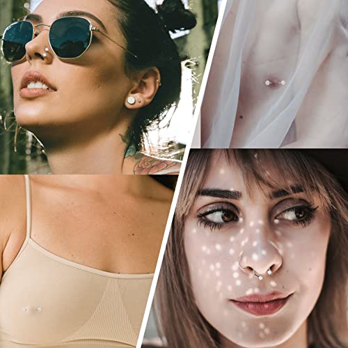 Cocharm 4Pcs G23 Solid Titanium Nipple Rings 14G White Nipple Rings Horseshoes Nipple Hoop Hypoallergenic Nipple Piercing For Women Cute Small Diamond Paved Nipple Barbells #TOP4