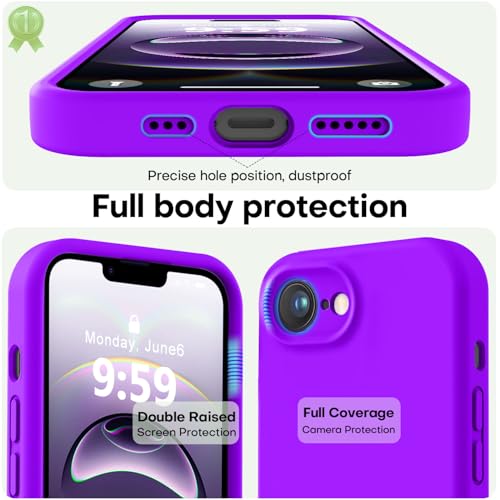 Image of LOVE 3000 Designed for iPhone 16e /17e Case, Premium Silicone with [Soft Anti-Scratch Microfiber Lining] Shockproof Protective Phone Case for Men Women Girls 6.1 inch, Neon Purple