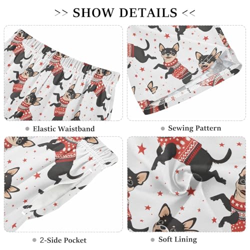 ALAZA Christmas Dog Star Pajama Shorts Sleep Shorts Pant Lounge Pajama Bottoms Elastic Waist with Pockets3