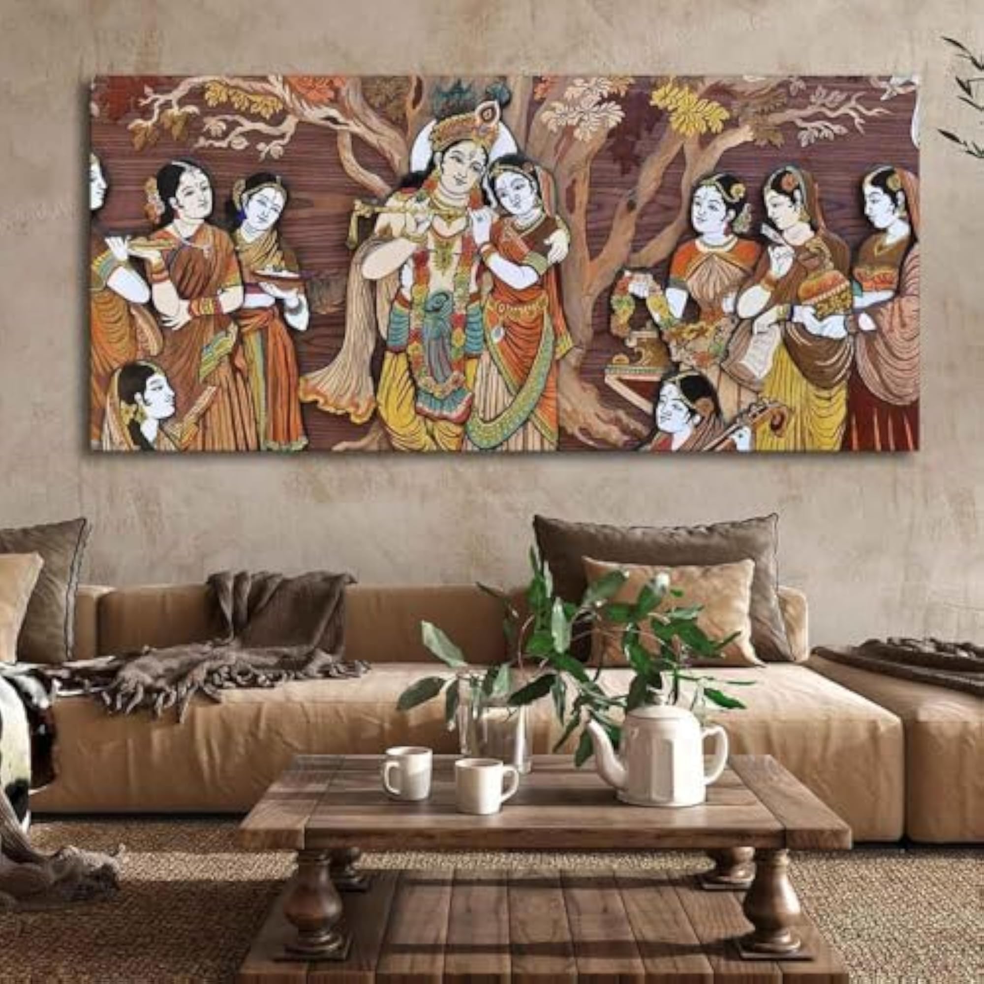 AADEE CRAFT Beautiful Lord Krishna Wall Art, Framed Canvas