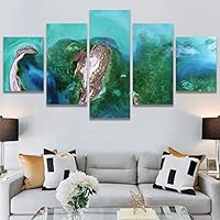 SIGNWIN 5 Panel Canvas Wall Art Abstract Closeup Colorful Digital Art Lights for Home Decorations Ready to Hang - 60