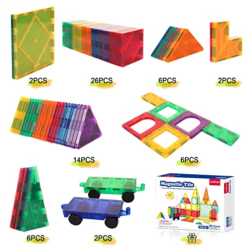 Magnetic Tiles With Cars, Kids Gifts & Toys For 3 Year Old Boys, Educational Toys For Toddlers Kids Age 3-5 4-8, Building Toys Inspire Kids Interest In Stem Learning #TOP6