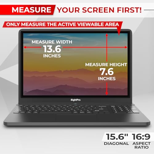 Image of SightPro Magnetic Laptop Privacy Screen 15.6 Inch 16:9 - Patented Removable Laptop Privacy Filter Shield and Protector