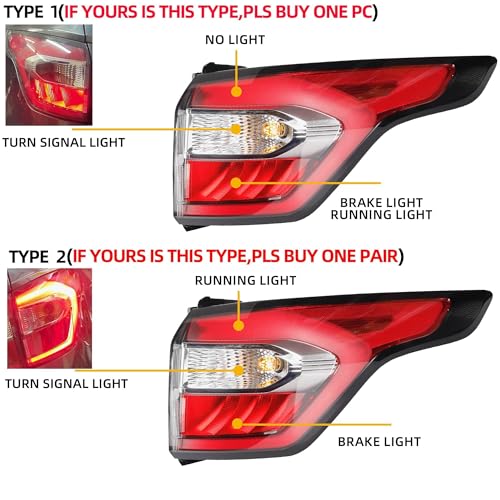 Dasbecan Right Passenger Side Tail Light Assembly with Bulb Compatible with Ford Escape Kuga 2017 2018 2019 Brake Rear Lamp