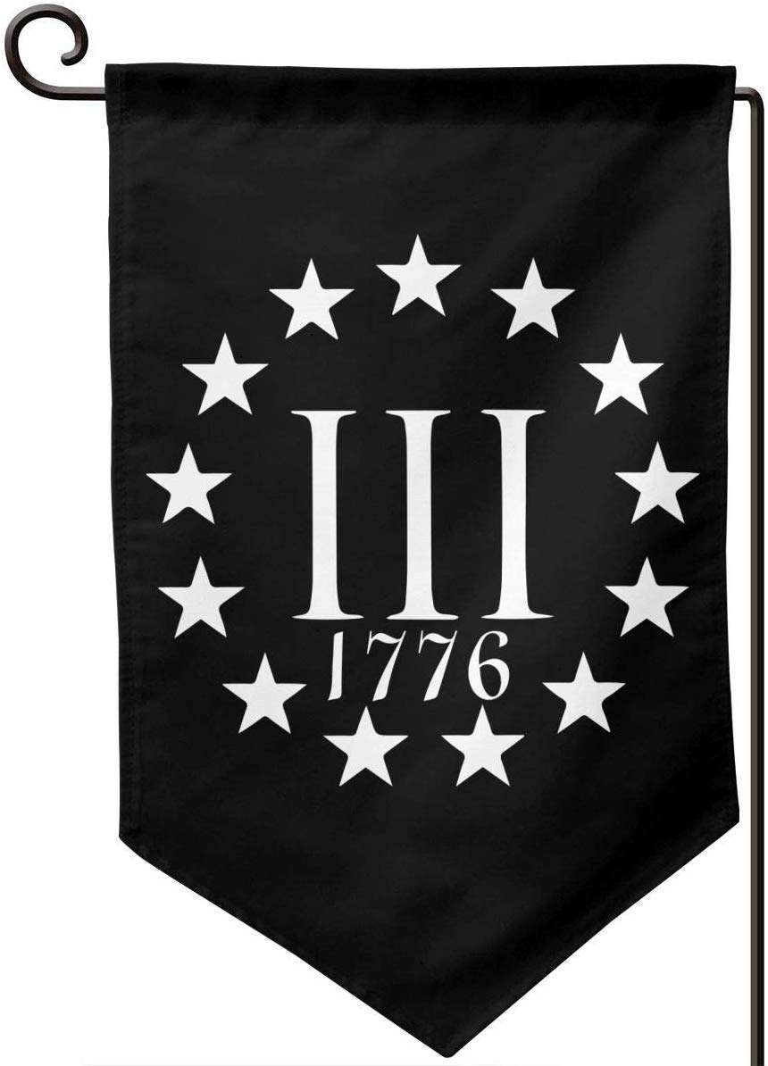 Jeewly Outdoor Flags Three Percenter 1776 Symbol Garden Flags Durable Outdoor House Banners for Patio Lawn Home Outdoor Decor 12.5x18In
