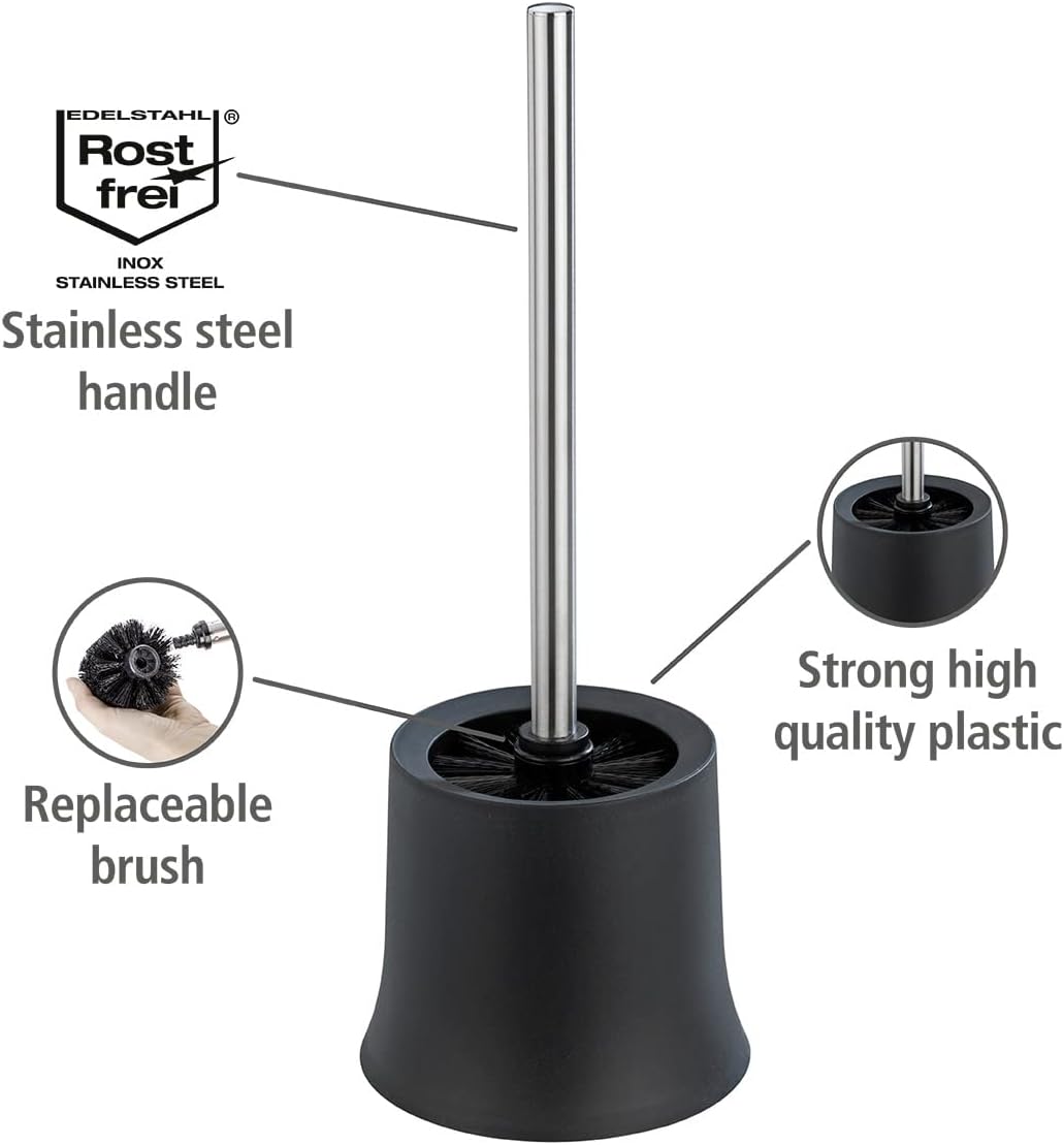 Basic Toilet Brush, Toilet Bowl Cleaner Brush with Holder, Toilet Bowl Brush, Toilet Brush with Holder, Plastic, Weiß, Dimensions 5.5 x 15 x 5.5 in