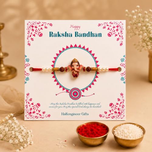 Image of Personalized Kids Wooden Gullak with Cute Bal Ganesh Theme & Magnet Rakhi | Custom Name Piggy Bank Money Saving Box for Boys | Raksha Bandhan Gift Set with Roli Chawal
