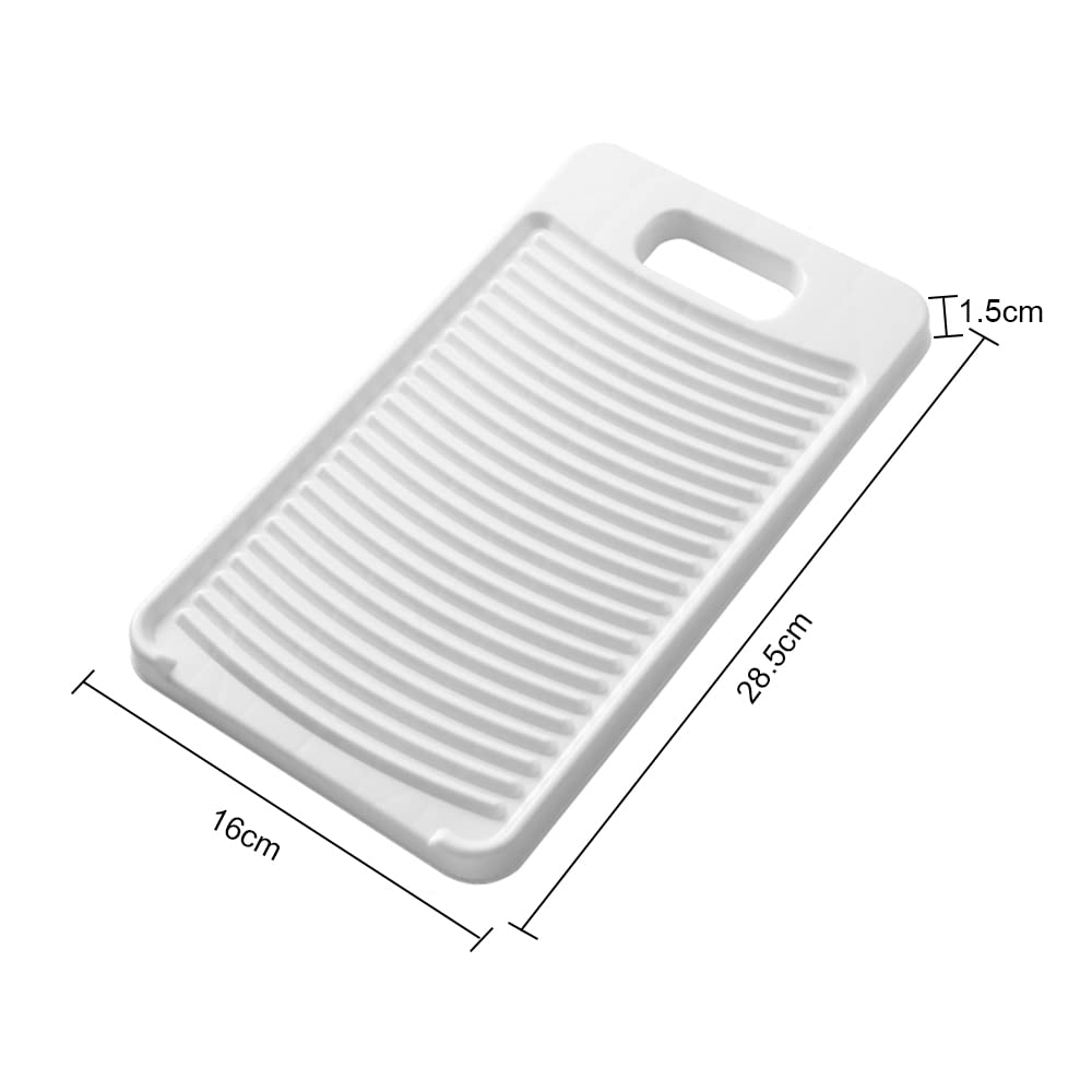 Tabla de lavado antideslizante para colgar, con trípode fijo de plástico grueso, herramienta de limpieza de ropa (blanco)