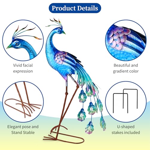chisheen Metal Peacock Statue Garden Decor Yard Art Decoration Outdoor Sculpture,Set of 2,Housewarming Birthday for Women Mom by chisheen - Used condition - Image 9