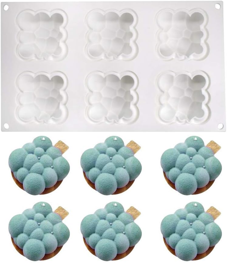XiaoShenLu Silicone Mold 3D Bakeware Dessert Mousse DIY Mould, 6 Holes Cloud