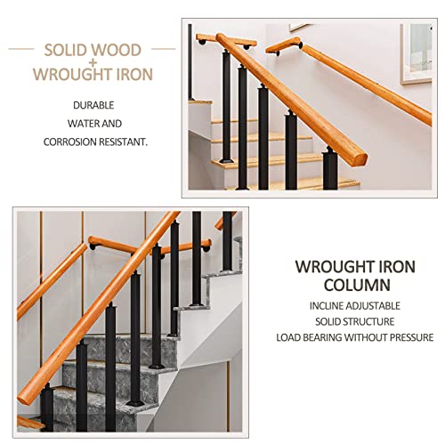 Rambarde extérieure en bois et fer forgé pour escalier de jardin et villa