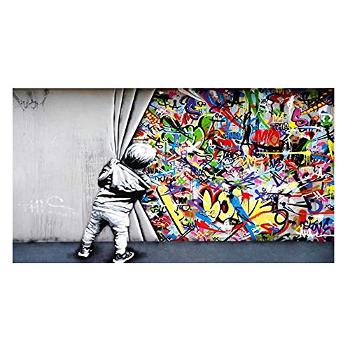 Street Art Banksy Graffiti Wall Art Achter Het Gordijn Canvas Schilderijen Wall Art Pictures voor Home Decor Foto 70X140… - Image 3