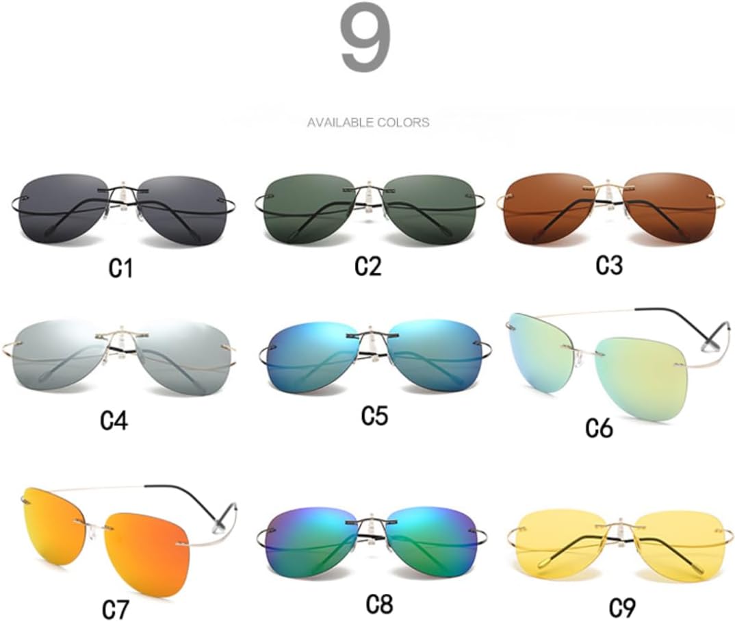 Polarized Sunglasses Men Rimless Titanium Alloy Ultralight Women