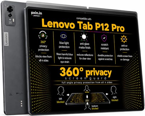 Image of Pxin 360 Pro Privacy Screen guard compatible with Lenovo Tab P12 Pro | Anti Glare | Anti UV | Anti Blue | Anti Reflection | Privacy Filter | Unbreakable Build