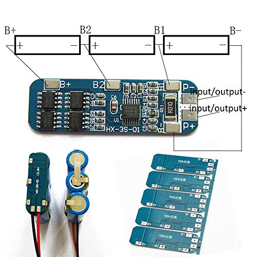 3S 12V 10A 18650 Lithium Battery Protection Board BMS Li-ion Charger Protection Module Anti-Overcharge/Over-Discharge/Over-Current/Short Circuit 3Pcs2