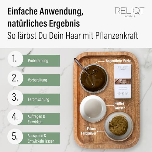 RELIQT Naturals - Pflanzenhaarfarbe Pulver Hellbraun 100% natürlich & permanent 100 g – Haarfarbe für gründliche Grauhaarabdeckung & gesunden Glanz – Naturkosmetik Haarfärbemittel zusatzstofffrei