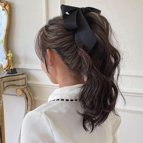 Pinza para cabello Banana Clip con moño negro de satén, clip de garra para cabello, accesorios neutros para mujer y niñas miniatura 6