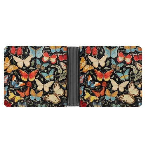 Butterfly Pattern Funny Billfold Wallet Credit Card Holder Slim Passcase Pouch Purse for Men Women