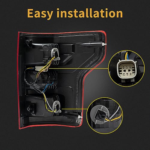 Brake Tail Light Rear Lamp Compatible With Ford F150 F-150 2018 2019 2020 Driver and Passenger Side Halogen Type OE-Style with Bulbs and Harness NON LED, NON Blind Spot Replace#JL3Z13405H by MiKaFex - Image 4