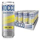 NOCCO Electrolyte Bebida Energética – con Magnesio y Potasio, 180 mg Cafeína, Sin Azúcar, con Vitaminas – 24 x 330 ml (Lemon/Lime)