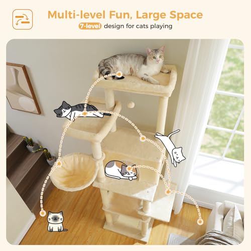 Rascador para gatos grande PAWZ Road 73 pulg beige miniatura 5