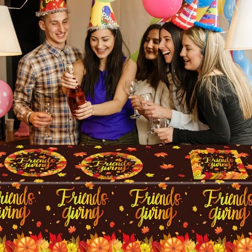 Image of 41 PCS Fall theme Thanksgiving Party Supplies Kit,Happy Friendsgiving Tableware Include Dessert Plates, Napkins,Tablecloth Autumn Harvest Disposable Dinnerware For Autumn Thanksgiving Party