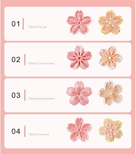 Miniatura 2 de Juego de 5 moldes para galletas, lindo cortador de galletas de flores rosadas, práctico utensilio para hornear con flores de cerezo, molde para