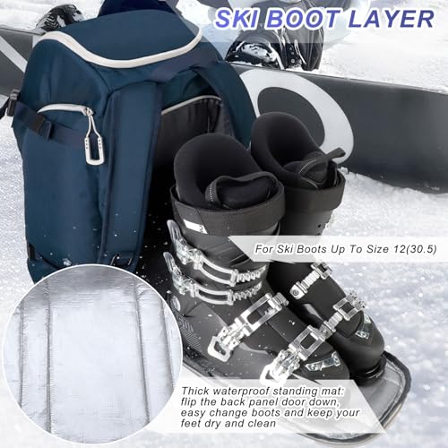 Mochila para botas de esquí de 50L con compartimento para casco ideal para nieve y patines unisex 6