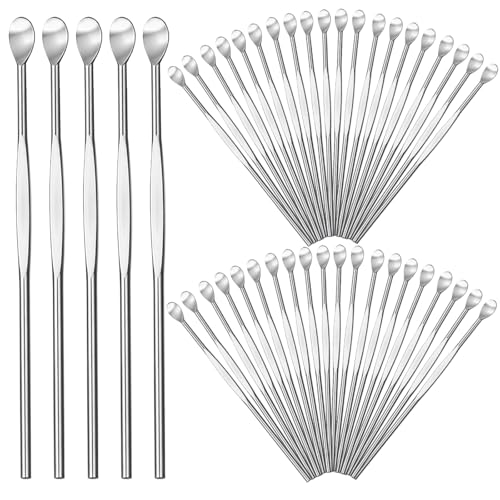 HJZHII 50Pcs Ear Spoon Metal Ear Cleaner, Stainless Steel Wax Carving Tool Clay Sculpting Tools Portable Metal Ear Pick Earwax Curette Ear Cleaner Tool for Adult