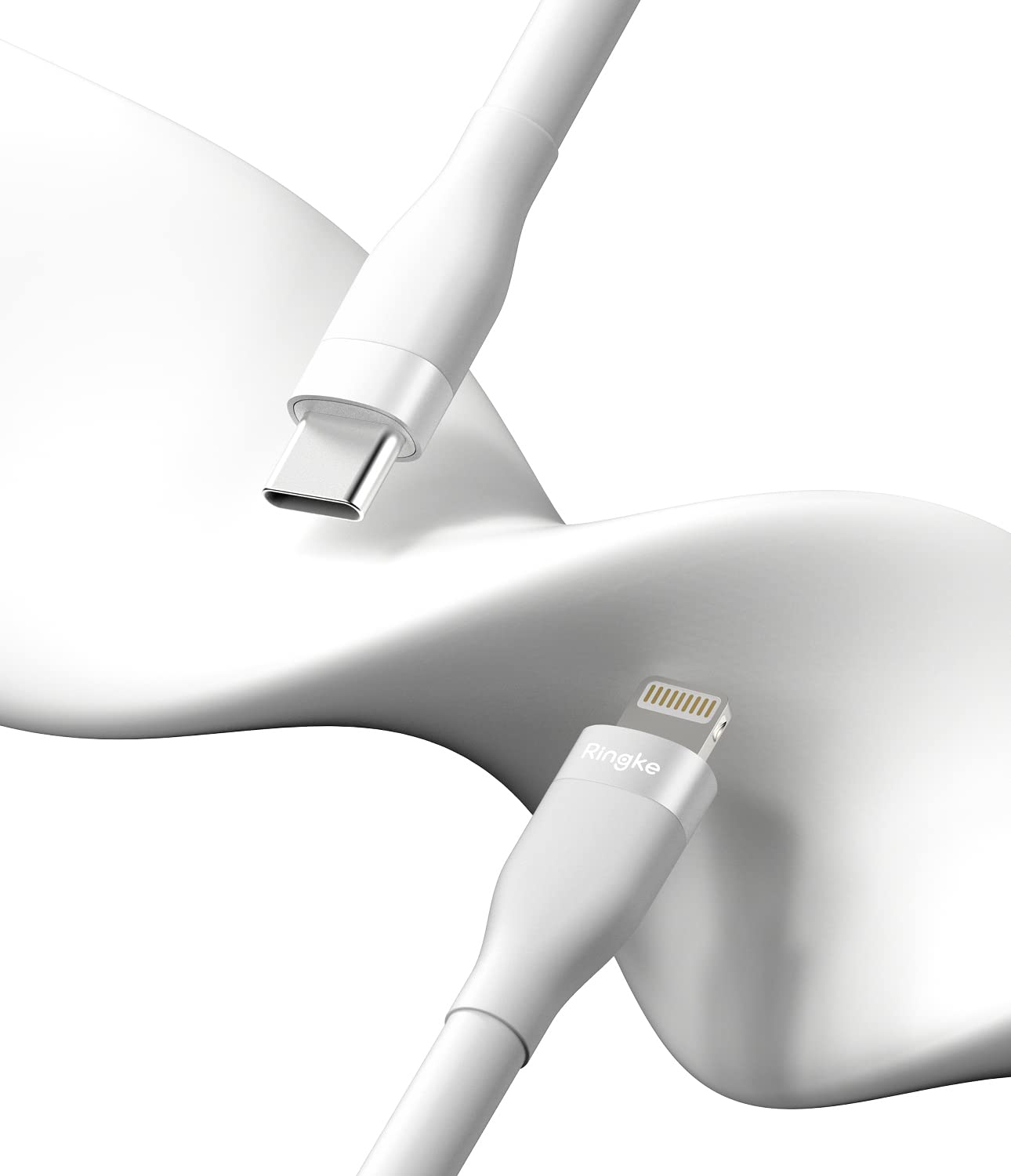 Ringke USB C to Lightning Pastel Cable (6.6 FT), USB Type C to Lightning Fast Charging Charger Cord Car Carplay Cable Compatible with iPhone, iPad, and AirPods - White