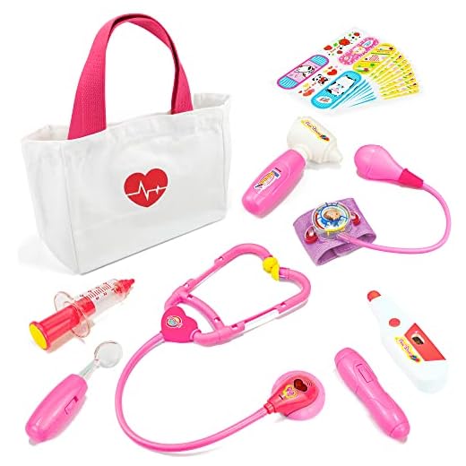 Liberry Doctor Kit for Toddlers 3-5 Years Old, 18-Piece Doctor Bag Pretend Play Toys, Durable Medical Kit with Toy Stethoscope, Pink Doctor Gift for Girls