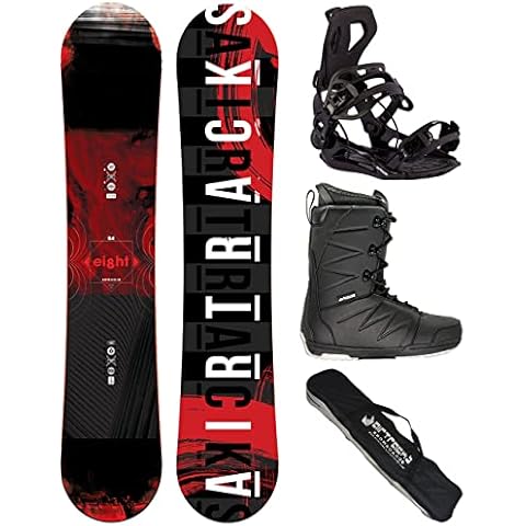 Airtracks Snowboard-Set Herren Snowboard Wide Eight Freestyle Freeride 160 - Snowboard Bindung Master - Softboots Star Black 45 - SB Bag Cover