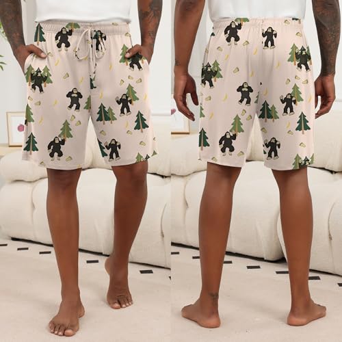 Image of Ekouaer Men's Pajama Shorts Soft Sleepwear Bottoms Elastic Waistband Loungewear Breathable Men Shorts with Pockets