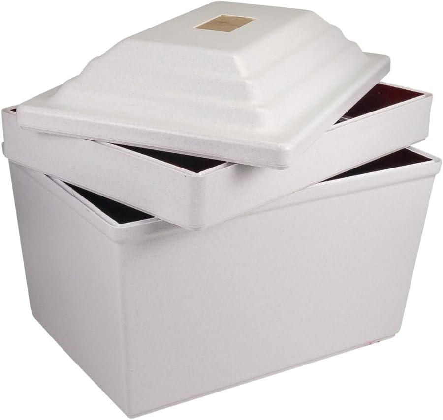 Fortress Urn Vault Double in White, Urn Vault for Two, Companion Urn Vault for Ground Burial, Holds Two Adult Cremation Urns for Human Ashes, Durable Cremation Urn Vault for Cemetery Burial