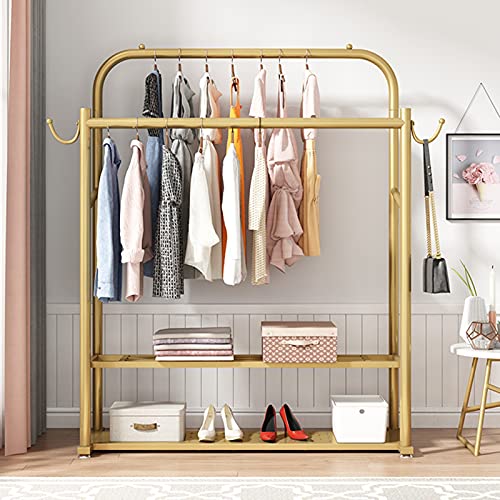 Portant vêtements double doré pour optimiser l'espace et suspendre les pulls - 3