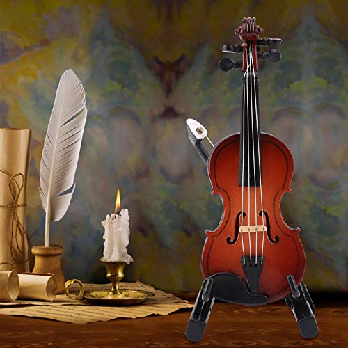 Mini modelo de instrumento musical, mini violino de madeira, acessórios para casa de bonecas, mesa d