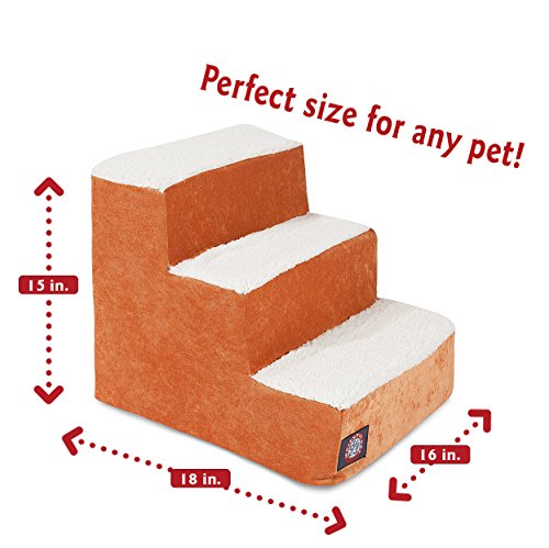 3 Step Portable Pet Stairs By Majestic Pet Products Villa Orange Steps for Cats and Dogs Tangerine - Thumbnail 2
