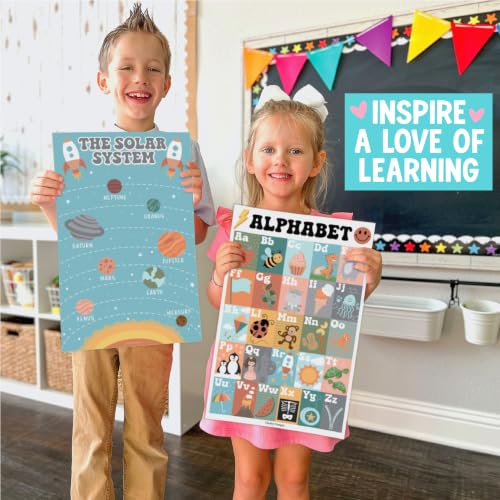 Image of Hadley Designs 16 Educational Posters for Classroom Must Haves - Laminated Pre-K Posters for Toddler Homeschool Essentials, Toddler & Preschool Learning Activities, Kindergarten Classroom Decor
