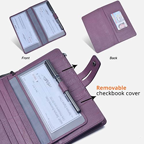 Bveyzi Women's Big Fat Rfid Leather Wristlet Wallet Organizer Large Phone Checkbook Holder With Zipper Pocket (Purple) #TOP4